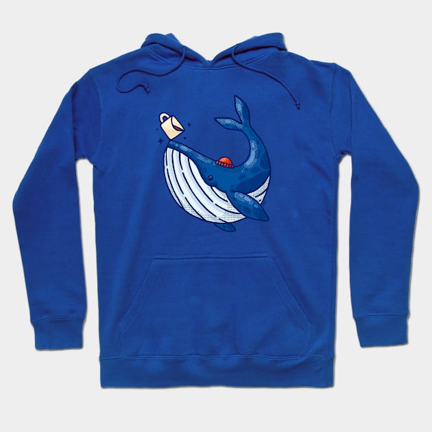 Blue Coffee Whale Hoodie by Tania Tania